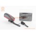 Фонарь передний 1 диод+звонок 4 мелодии, Li-ion 3.7V 1200mAh зарядка от USB, влагозащитный, чёрно-красный