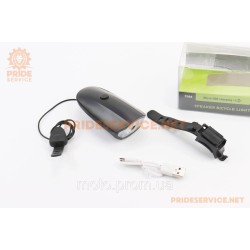 Фонарь передний 1 диод+звонок 4 мелодии, Li-ion 3.7V 1200mAh зарядка от USB, влагозащитный, чёрный FY-058/7588 Фонарь передний 1 диод+звонок 4 мелодии, Li-ion 3.7V 1200mAh зарядка от USB, влагозащитный, чёрный FY-058/7588