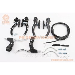 Тормоз V-brake 115мм (2 колеса) с ручками, тросами, чёрный AL/ST