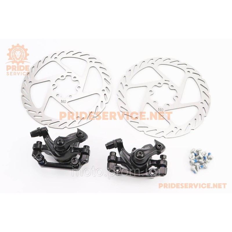 Тормоз Disk-brake передний (F160/R140мм)+задний (F180/R160мм), диски 160мм, крепл. 6 болтов, чёрный DX-2005