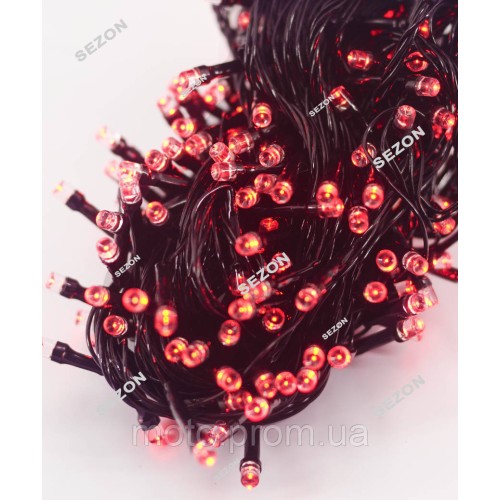 200 Led чорний провід, червоний (100)