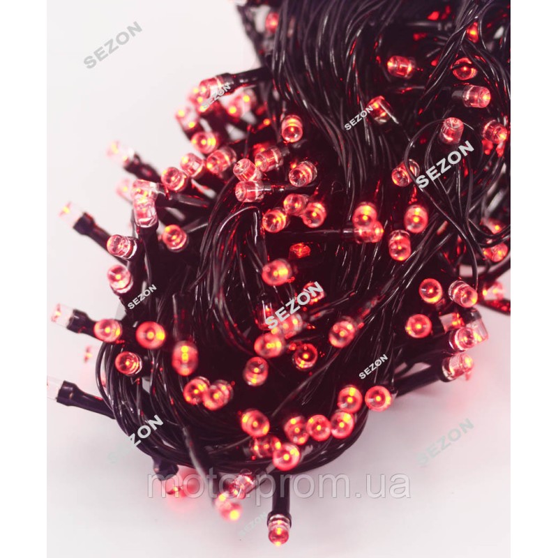 200 Led чорний провід, червоний (100)