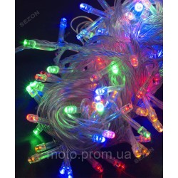 200 LED, мульті    (прозорий провід)