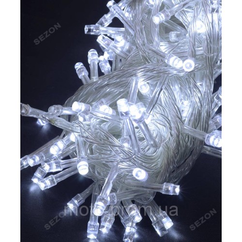 300 LED, білий     (прозорий провід)