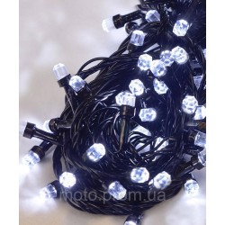 РУБІН 8мм 300 LED, чорний провід 20м, БІЛИЙ