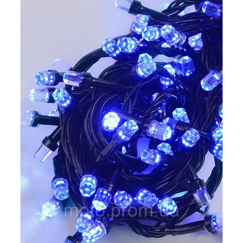 РУБІН 8мм 500 LED, чорний провід 28м, синій