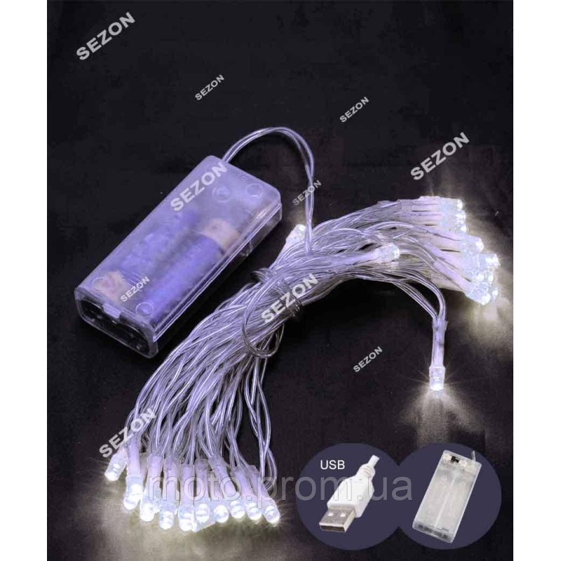 НА БАТАРЕЙКАХ 30 LED, 3м білий
