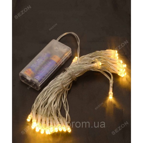 Гірлянда 30 LED 3м на батарейках, теплий білий