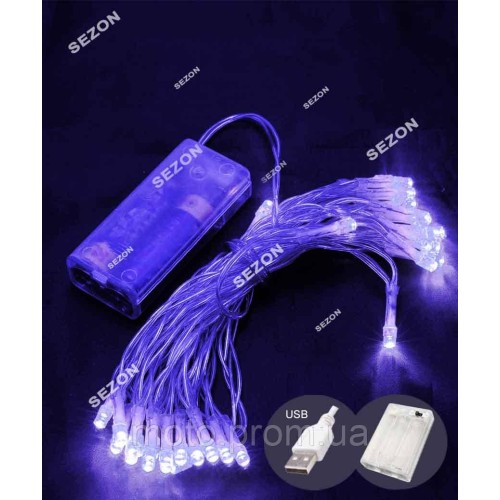 НА БАТАРЕЙКАХ 80 LED, 8м, синій