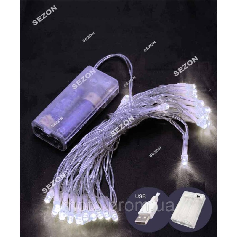 НА БАТАРЕЙКАХ 80 LED, 8м, білий