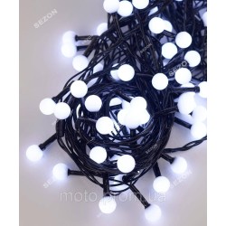 Кульки 10мм 100 LED 6м чорний провід, білий Кульки 10мм 100 LED 6м чорний провід, білий