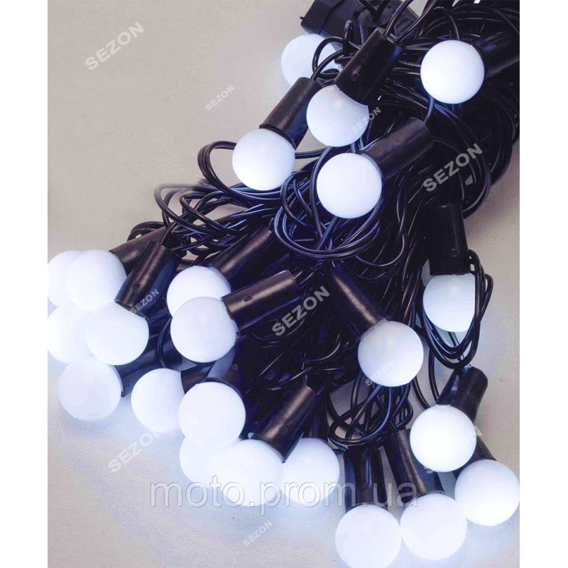 Кульки 18мм 40 LED, 7м+ перехідник, білий