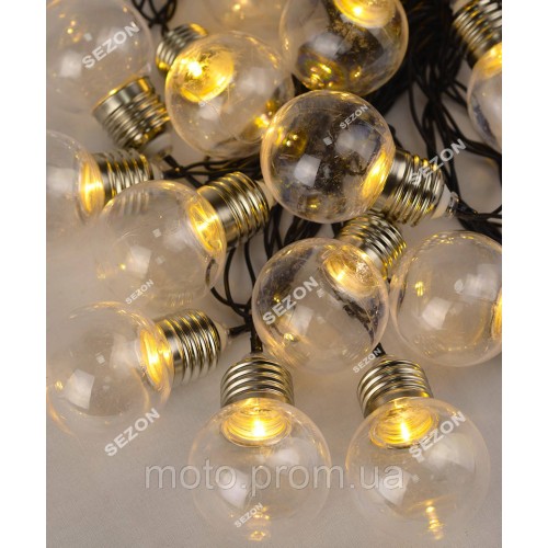 ЛАМПОЧКИ 40мм, 12 LED, 5м+ перехідник, білий теплий