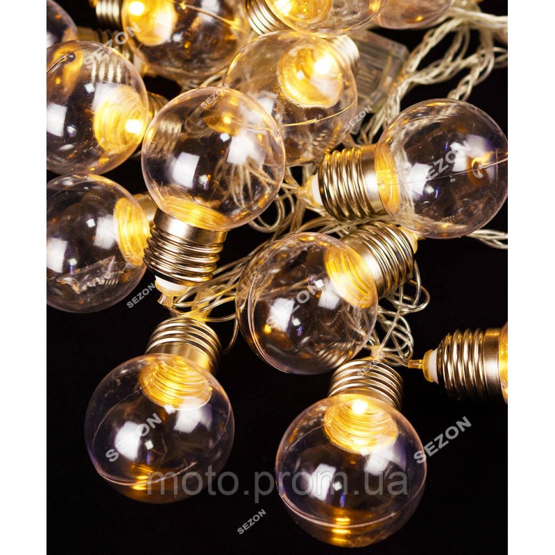 ЛАМПОЧКИ 40мм, 20 LED, 7м, білий теплий