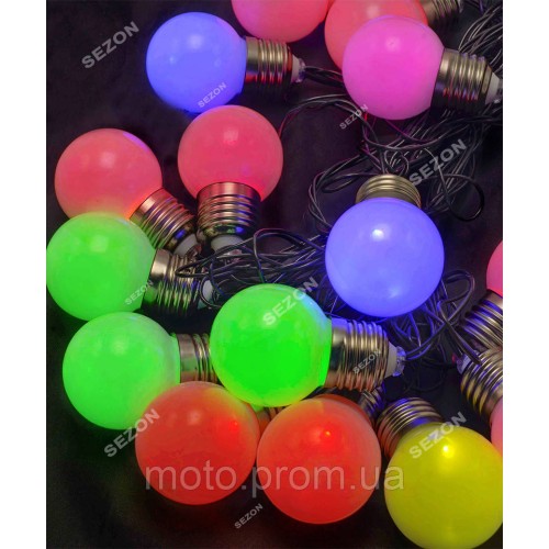 ЛАМПОЧКИ 50мм матові, 20 LED чорн/провід 7м, мульті RB/RG