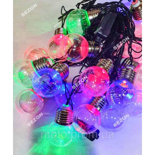 ЛАМПОЧКИ прозорі 40мм, 20 LED, 7м, мульті