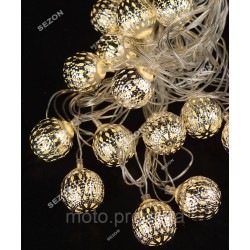 БІЛА кулька 20 LED 5м+ перехідник, теплий білий БІЛА кулька 20 LED 5м+ перехідник, теплий білий