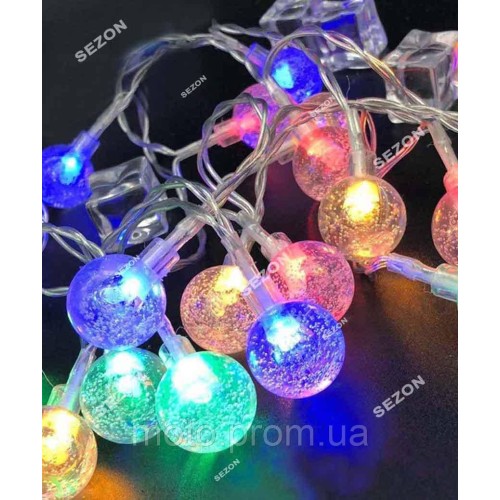 Фігурки 20 LED КУЛЬКИ ПРОЗОРІ 5м+ перехідник, мульті