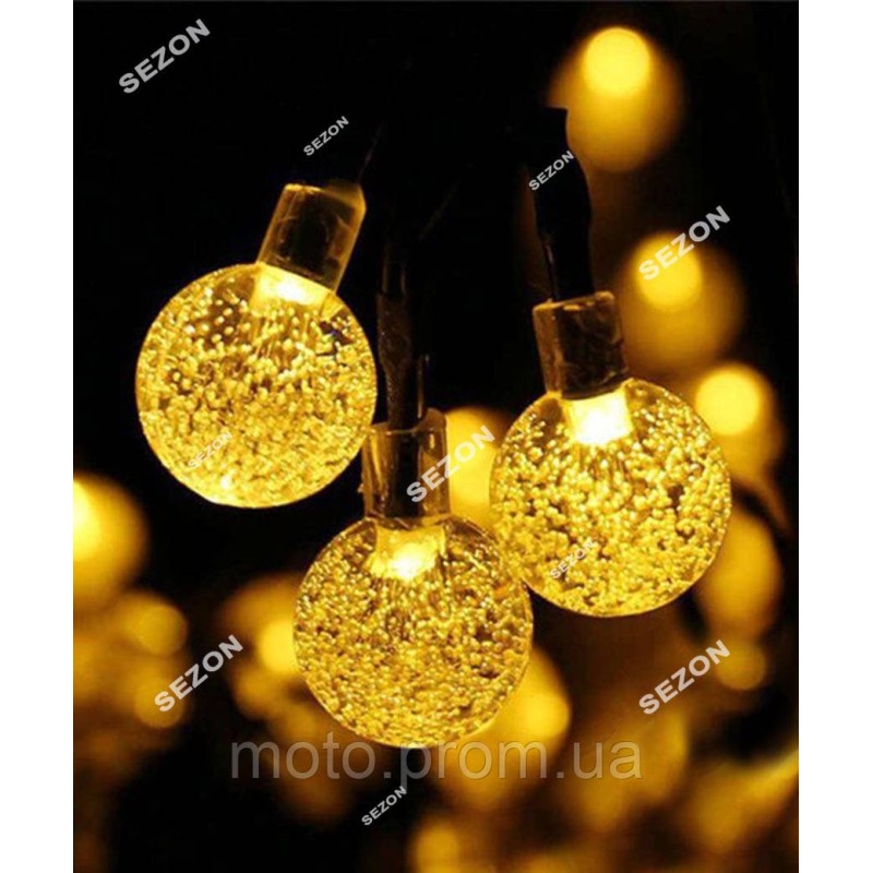 Вуличні фігурки 40 LED КУЛЬКИ ПРОЗОРІ 25mm, 8m білий теплий