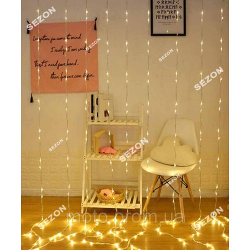 Водоспад 144 LED 1,5м*1.5м, теплий білий