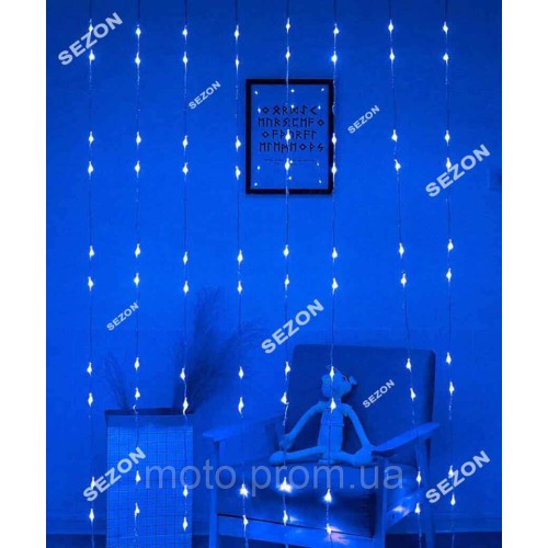 Водоспад 480 LED 3м*2,5м, (8 режимів+ статичн), синій