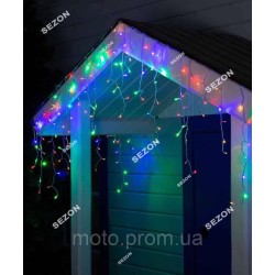 Бахрома 120 LED 3м*0.5м прозорий провід, мульті