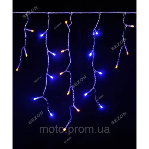 Бахрома 120 LED 3м*0.5м прозорий провід, жовто-синій