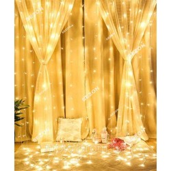 Штора 600 LED 3м*3м, прозор/провід 2,2мм, білий теплий (статичний режим) (20)