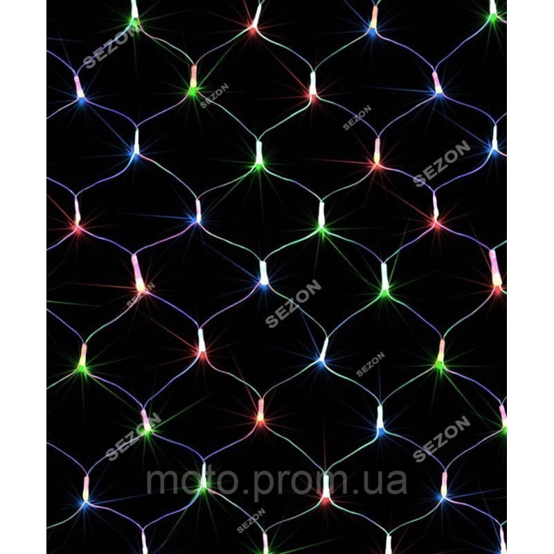 Сітка 100 LED прозор. 1.2м*1.2м мульті