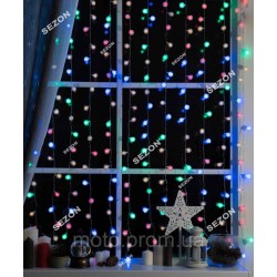 Вулична ШТОРА-ПУХНАСТИК 100 LED 3м*0.8м, чорн/пров, мульті Вулична ШТОРА-ПУХНАСТИК 100 LED 3м*0.8м, чорн/пров, мульті
