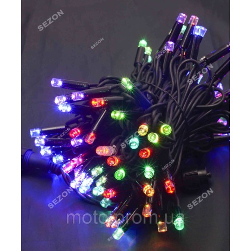 Вулична 100 LED, 10м, чорний каучук 3,3мм, мульті RB/RG