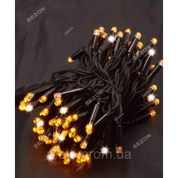 Вулична 100 LED, 10м, чорний каучук 3,3мм, жовтий+FLASH