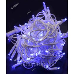 Вулична 100 LED, 10м, білий каучук 3,3мм, синя+FLASH