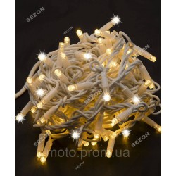 Вулична 100 LED, 10м, білий каучук 3,3мм, білий теплий+FLASH