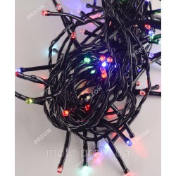 Вулична модульна 100LED 10м, чорний ПВХ провід 2мм, мульті+ FLASH