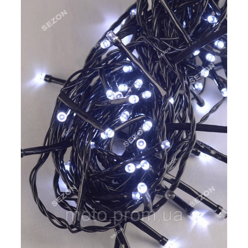 Вулична модульна 100LED 10м, чорний ПВХ провід 2мм, білий+ FLASH