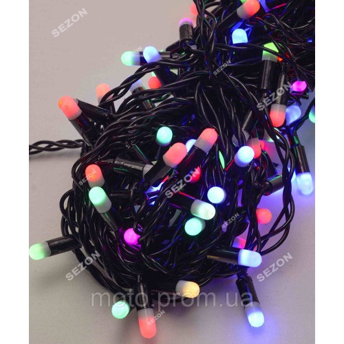 Вулична 100 LED 10м, чорний каучук 2.2мм, мульті RB/RG