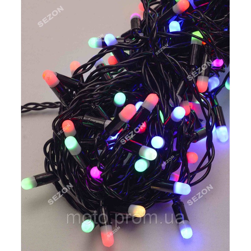 Вулична 100 LED 10м, чорний каучук 2.2мм, мульті RB/RG
