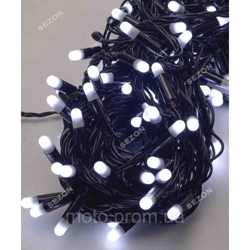 Вулична 100 LED 10м, чорний каучук 2.2мм , білий