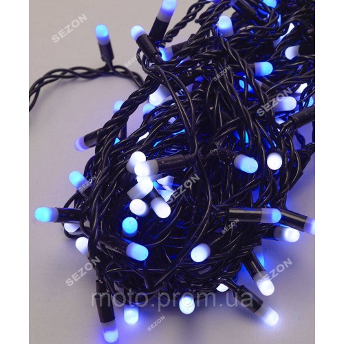Вулична 100 LED 10м, чорний каучук 2.2мм, синьо-білий BW