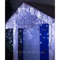 Вул. БАХРОМА 100 LED 5м*0,6м, чорний каучук 3.3мм, білий+ FLASH