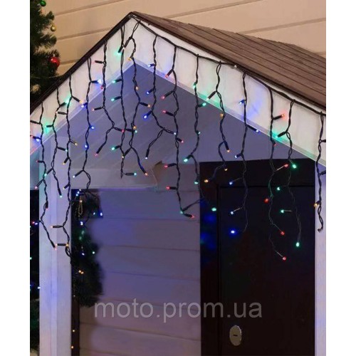 Вул. БАХРОМА 100 LED 3м*0,7м, чорний каучук 3.3мм, мульті