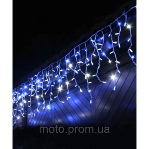 Вул. БАХРОМА 100 LED 5м*0,6м, білий каучук 3.3мм, синьо-білий