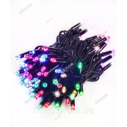 Вулична 100 LED 10м, чорний каучук 2,2мм, мульті+ FLASH