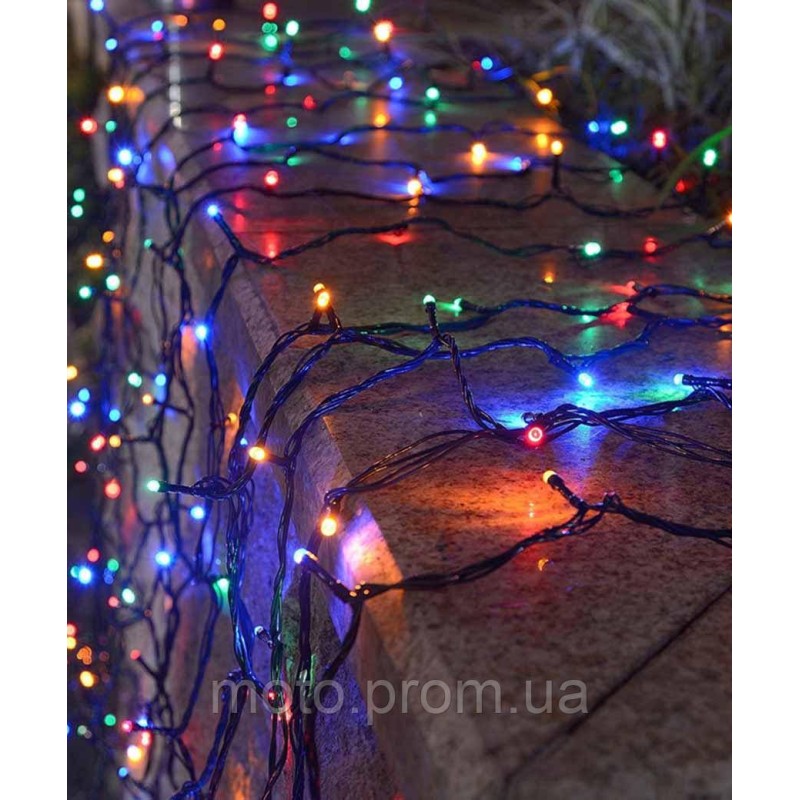 Гірлянда-феєрверк 160LED 8м, чорний ПВХ 1,8мм, мульті