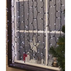 Вулична штора 150 LED 3м*1м, чорний каучук 3,3мм, білий (статична)