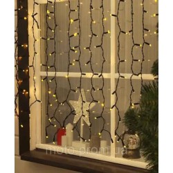 Вулична штора 150 LED 3м*1м, чорний каучук 3,3мм, білий теплий (статична)