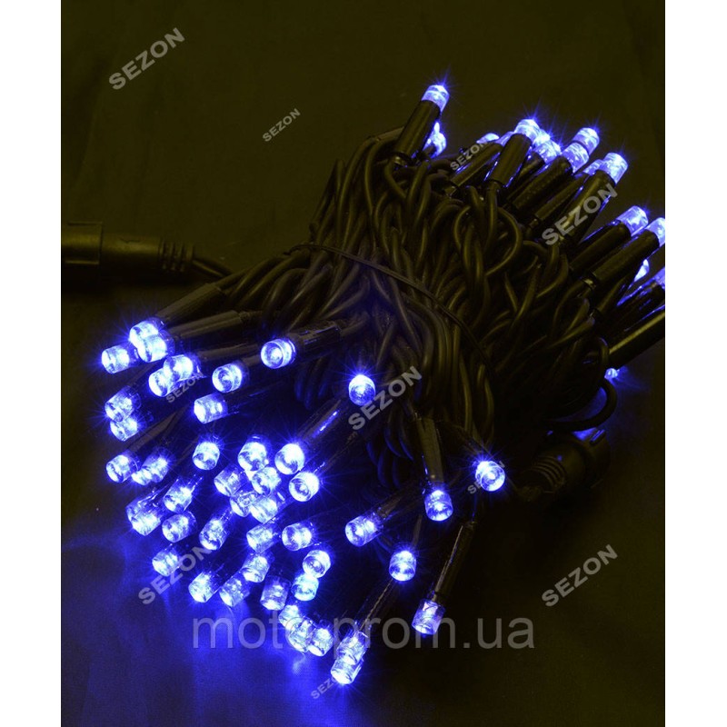 Вулична 200 LED, 20м, чорний каучук 3,3мм (статична), синій