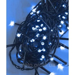 Вулична модульна 100LED 10м, чорний ПВХ провід 2мм, синій+ FLASH