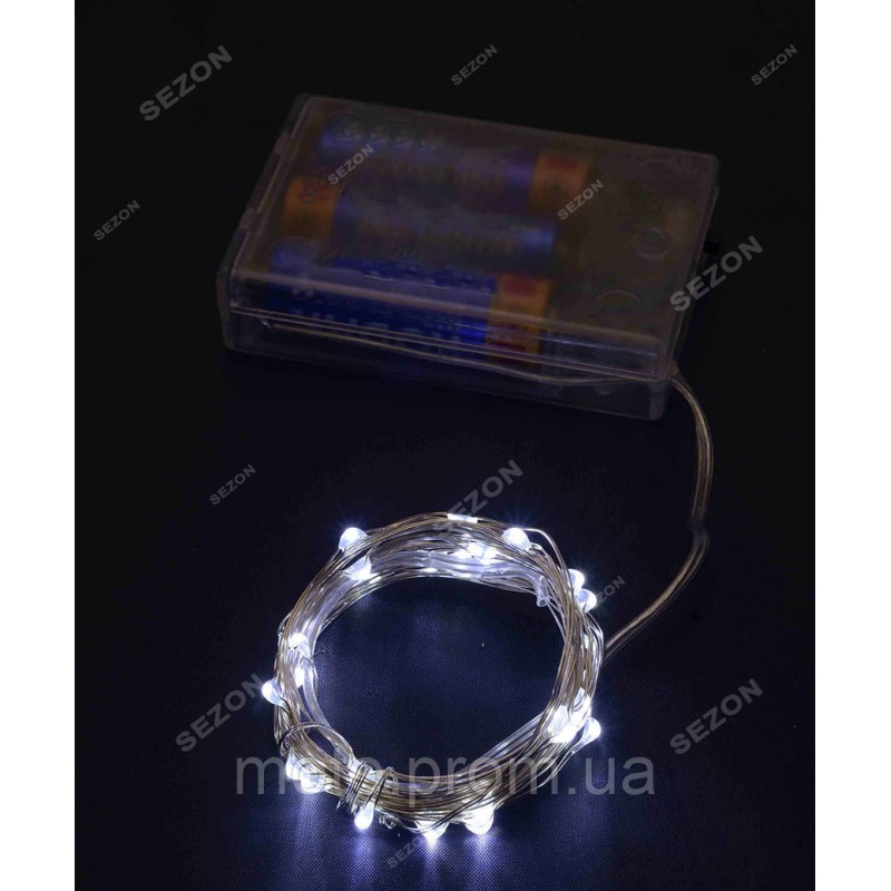 Роса на батарейках 20 LED, 2м, білий